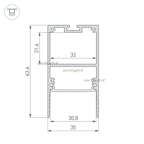 Профиль SL-COMFORT-3563-2000 ANOD (Алюминий) 033277 Arlight SL-COMFORT