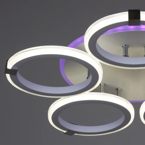 Потолочная люстра светодиодная на штанге Reluce 06319-3.3-05 WH+CR (RGB) (220V, пульт управления)