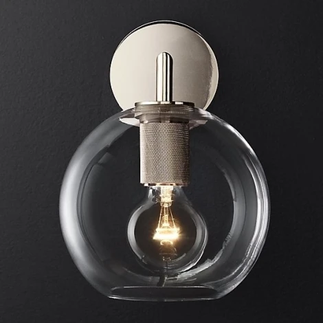 Бра Rh Utilitaire Globe Shade Single Sconce Silver ImperiumLoft 44,538 (123277-22) (220V, шар)