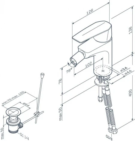 Смеситель AM.PM Gem F90A83100 для биде