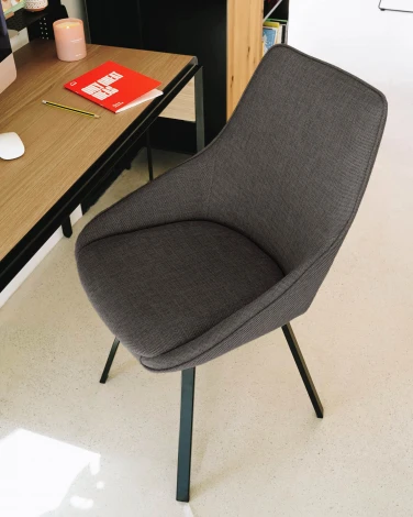 Обеденный стул La Forma (ex Julia Grup) Jenna (Серый/ Сталь,Фанера,Пена,Металл)