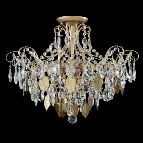 Потолочная люстра на штанге Crystal Lux ESMIRALDA PL6 GOLD (220V, подвески, листья)
