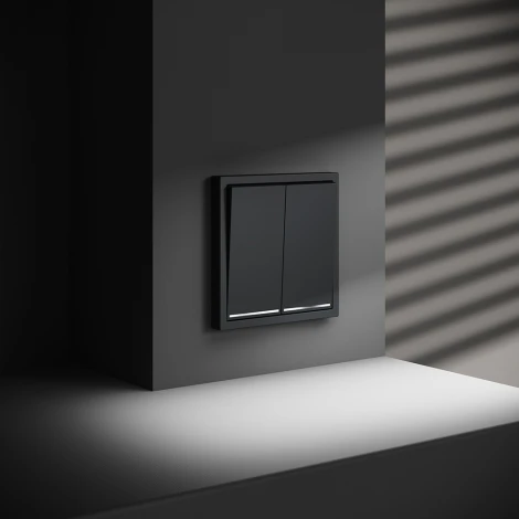 Выключатель двухклавишный с подсветкой (графит) Voltum S70 VLS020207