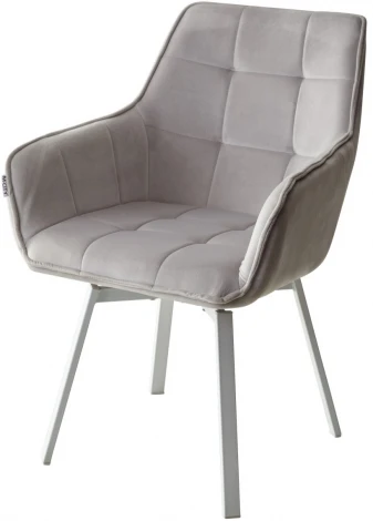 Стул M-City MAVERICK BLUVEL-03 LIGHT GREY/ белый каркас, поворот.360 град.