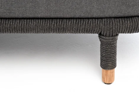 "Верона" диван 3-местный плетеный из роупа, каркас алюминий темно-серый (RAL7024) муар, роуп темно-серый круглый, ткань темно-серая 027 4SIS арт.УТ-00007143