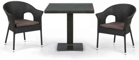 Кофейный комплект плетеной мебели T605SWT/Y79A-W53 Brown (2+1) (Искусственный ротанг) Afina