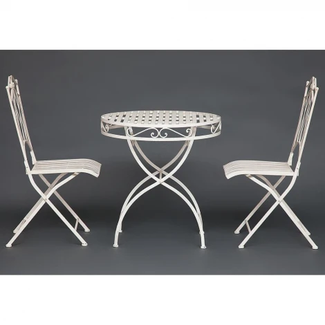 Комплект (стол + 2 стула) Secret de Maison PALLADIO (mod. PL08-8668/8669) белый антик (antique white) (металл)