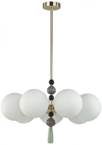 Потолочная люстра на штанге Odeon Light Palle 5405/7 золотой/серый/зеленый/белый матов./металл/керамика/стекло E14 7*40W (220V, подвески, шарики, молекулы)