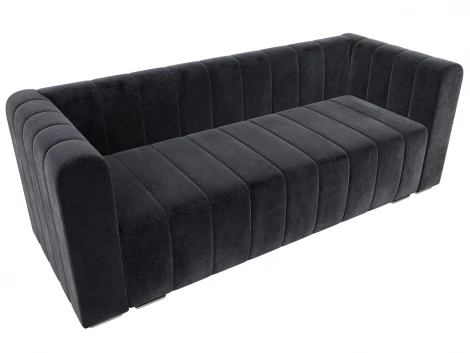 Диван прямой Лига-073 (ДСП,Фанера/Пластик/Велюр/Темно-серый) Лига Диванов 129998