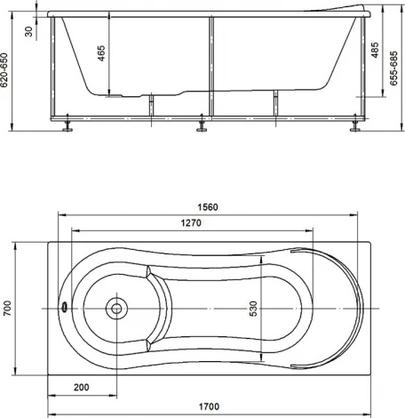 Акриловая ванна Акватек Афродита 170 см