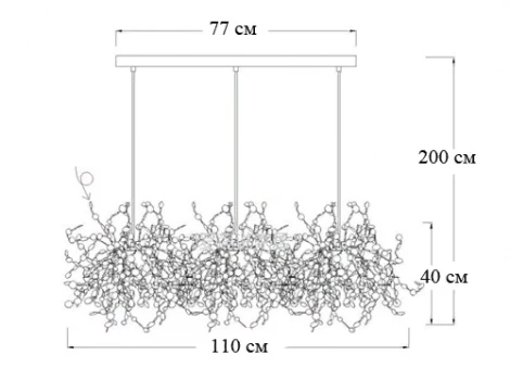 Подвесной светильник (люстра) Tezani Argent Suspension Linear Gold 3 L110 ImperiumLoft 40.2060-3 (177957-22) (220V, на проводе)