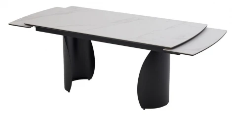 Стол ОЛЬХОН 180 цвет БЕЛЫЙ МРАМОР МАТОВЫЙ , керамика / Черный каркас M-City 64719