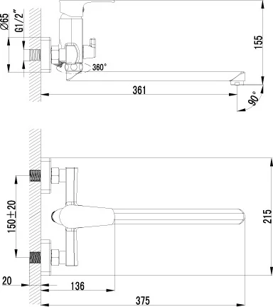 Смеситель Lemark plus Factor LM1651C универсальный