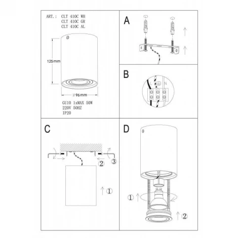 Накладной точечный светильник Crystal Lux CLT 411 411C WH-WH (220V)