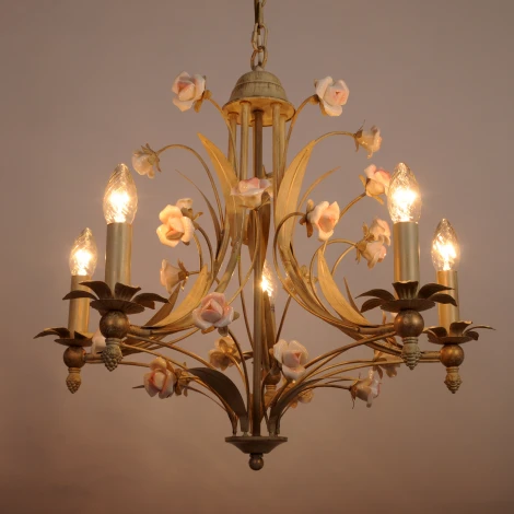 Подвесная люстра Abrasax Suzanne SD0843/5 (220V, на цепи, цветы, листья, розы)