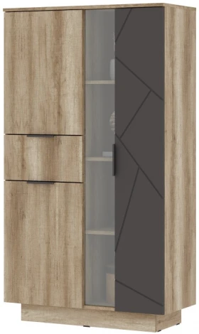 Витрина Woodville Диамо ШК 02 софт графит / дуб каньон 546015