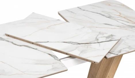 Стол на тумбе Петир (Петир 120(160)х80х75 gilt white / дуб монтана) Woodville арт.588013