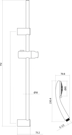 Душевой гарнитур Cersanit Vibe 63067 хром