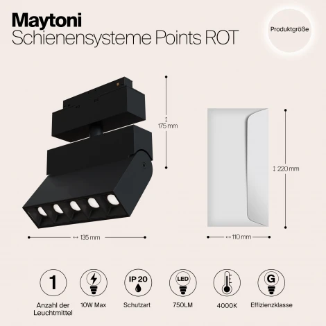 Трековый светильник Downlight Points S35 4000K 10Вт 24° LED (магнитный) Maytoni Technical TR015-2-10W4K-B (48V)