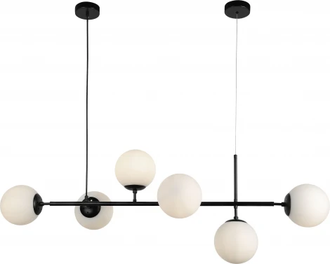 Подвесной светильник Ирда 07622-6,19-01 черный/белый E27 6*40w (220V, на тросе, шарики, молекулы)