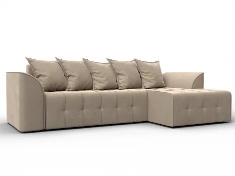 Диван угловой Лига-113 угол правый (ДСП,Велюр/Бежевый) Лига Диванов 136721