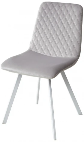 Обеденный стул M-City DAIQUIRI BLUVEL-03 LIGHT GREY / белый каркас, велюр