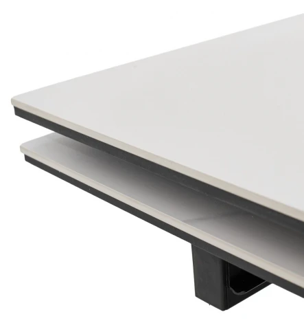 Стол ВИРДЖИНИЯ 140 цвет MATTE БЕЛЫЙ МРАМОР, керамика / ЛЕСНОЙ ОРЕХ, ЧЕРНЫЙ M-City 64613