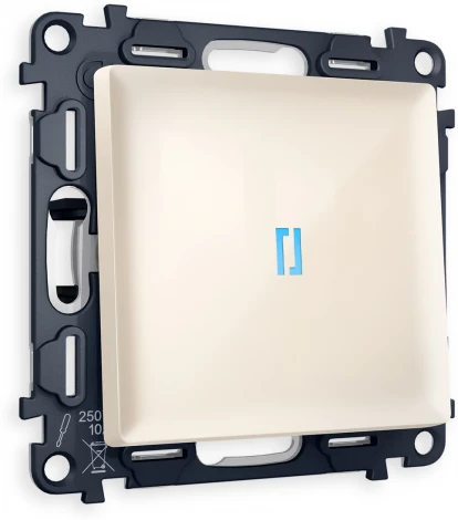 Комплект механизма Ambrella Volt 1-клавишного проходного выключателя с подсветкой 10000K ALFA MA302040 Бежевый глянец QUANT