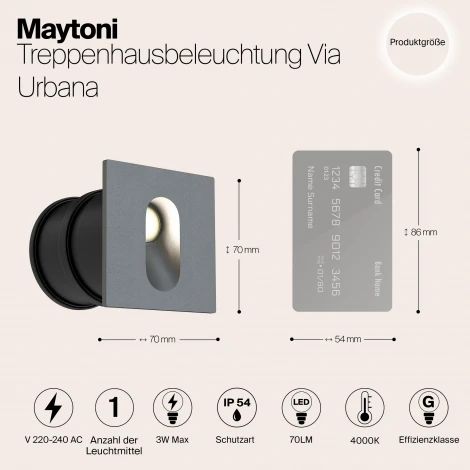 Подсветка для лестниц и ступеней встраиваемая Maytoni Via Urbana O022-L3GR (LED, 220V, IP54)