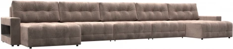 Диван п-образный с полками Лига-053 НПБ МегаЛонг Лига Диванов (Велюр) арт.129015