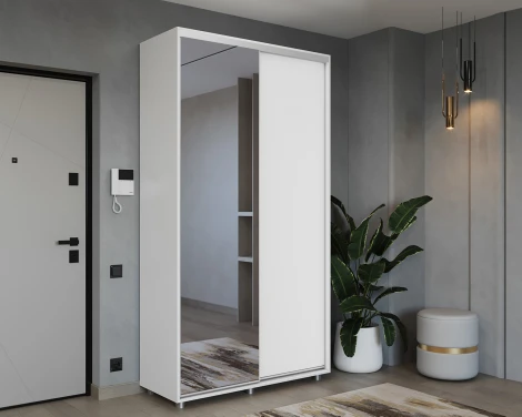 Шкаф-купе, 160х45х230 Белый с зеркалом МАМА Prime 102162