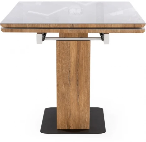 Стол стеклянный Notta Конор 140(200)х80х73 белый / дуб вотан 511147