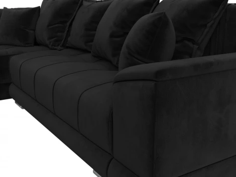 Диван угловой НордСтар левый угол (Черный/Велюр) Лига Диванов арт.121112L