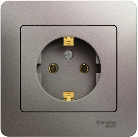 Розетка встраиваемая с заземлением (платина) Systeme Electric Glossa GSL001242