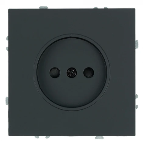 Розетка без заземления со шторками (черный уголь, soft touch) Stekker Эмили 50250