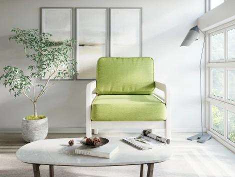 Кресло Arsko Бергер беленый дуб рогожка зеленая