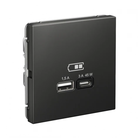 Розетка с быстрой зарядкой USB Type A+С 45Вт (базальт) Systeme Electric GAL001429