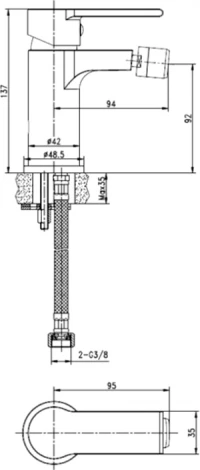 Смеситель Cersanit Brasko Black 63110 для биде