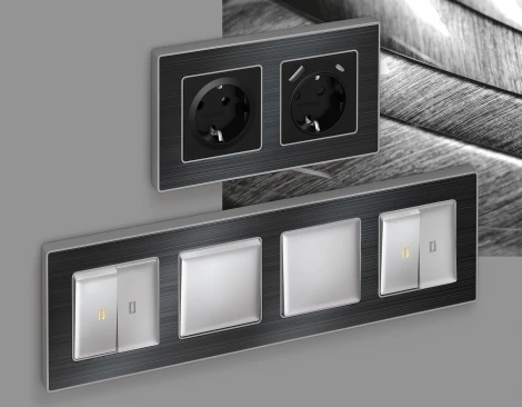 Рамка Ambrella Volt ALFA Arctic (Черный Стекло органическое/Сталь) 1-ая AF580531