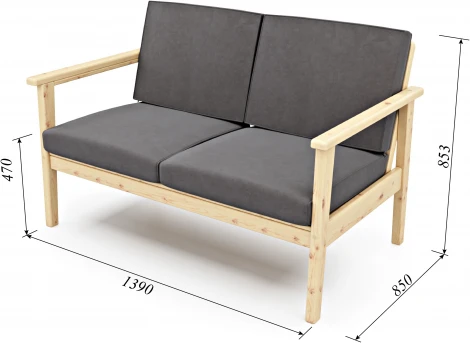 Диван Arsko прямой Лориан М сосна велюр серый