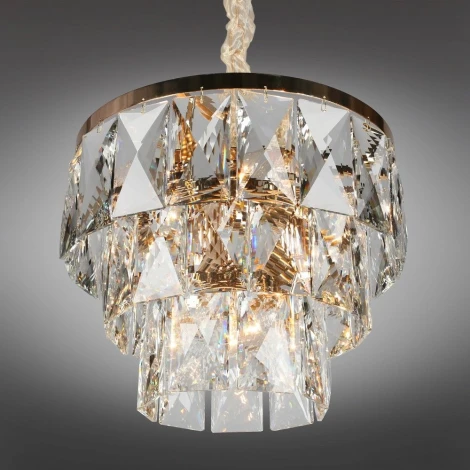 Подвесная люстра ярусная Omnilux 729 OML-72903-09 (220V, хрусталь, на цепи, круглые)