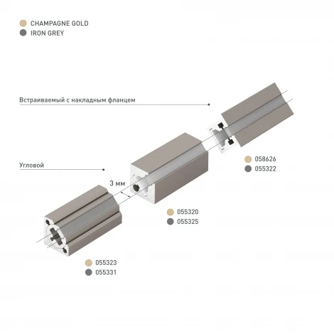Профиль с экраном SL-KANT-H10-ROTATE-2000 CHAMPAGNE GOLD (Arlight, Алюминий+пластик) 055323