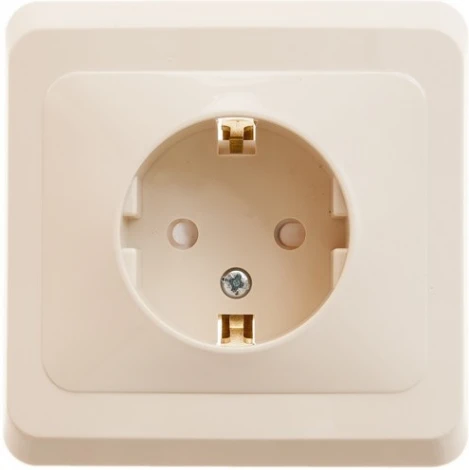 Розетка встраиваемая с заземлением и шторками (кремовый) Systeme Electric Этюд PC16-004K