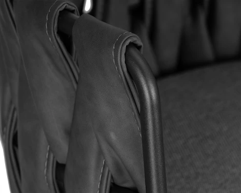 Стул барный Dobrin AMELIA (серая ткань (F-48), темно-серый винтажный PU (MF-12))