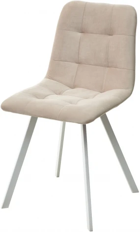Стул CHILLI-Q SQUARE светло-бежевый #2, велюр / белый каркас, 4 шт./1 к