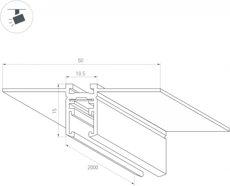 Трек встраиваемый магнитный MAG-MICROCOSM-TRACK-5015-FDW-2000 (BK) (Arlight, IP20 Металл) 043051 (24V)