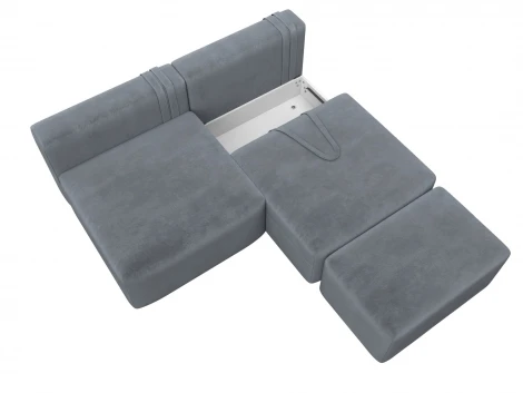 Диван прямой модульный с пуфом Лига-060 НПБ (ЛДСП,Брус,Фанера/Пластик/Велюр/Серый) Лига Диванов 129658