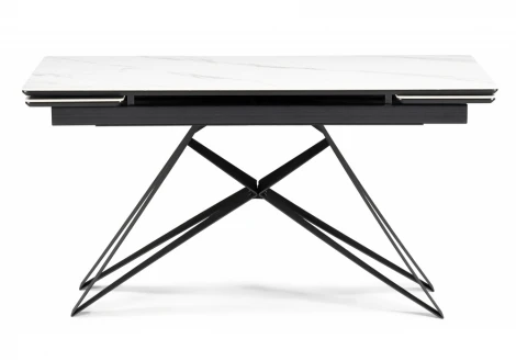 Кухонный стол Notta Блэкберн 140(200)х80 белый мрамор snow white / черный