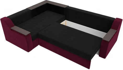 Диван угловой Кронос левый угол (Черный,Бордовый/Микровельвет) Лига Диванов арт.114630L