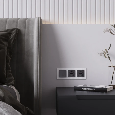 Розетка с заземлением (черный акрил) Werkel W1171048 (a064041)